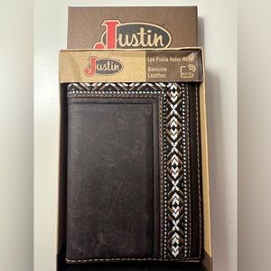 Justin Boots Men's Dark Brown Leather Rodeo Wallet